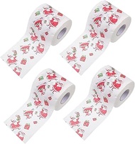 ABOOFAN 4 Rolls Christmas Toilet Roll Christmas themed roll papers Decorative party napkins dinner napkins disposable paper napkins decorative holiday party table paper christmas napkin