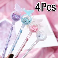 4 Pack Cute Butterfly Gel Pen Quicksand Student Writing Signature Pen School Supplies Office Station