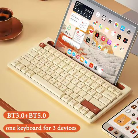 BOW Bluetooth Keyboard Wireless 79 Keys Multi-Device Keyboard with Phone Holder Slot for iPad Window