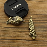 Brass Golden Arowana Necklace Pendant Steam Keychain Pendant Retro Bull Breeding Luggage Pendant Jew