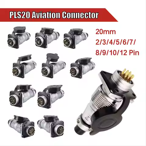 Aviation Plug Connector WS20 TP20 Male Female Plug Socket Connector PLS20 2/3/4/5/6/7/8/9/10/12 Pin 