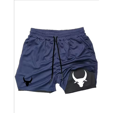 Men's Printed Athletic Shorts: 2-in-1 Quick-Dry Training Shorts, Summer Double-Layer for Running and