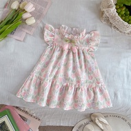 Children's Summer New Flower Dress 0-4 Year Old Girl Puff Skirt Sleeveless Baby Girl Korean Party Dr