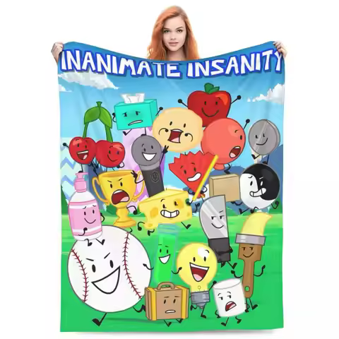BFDI Inanimate Insanity Poster Blanket Warm Soft Print Plush Throw Blanket For Outdoor Camping Flann