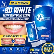 9D White Teeth Whitening Strips Pemutih Gigi 牙齿美白贴 Whitening Strip Remove Stain Coffee Tea Smokers T