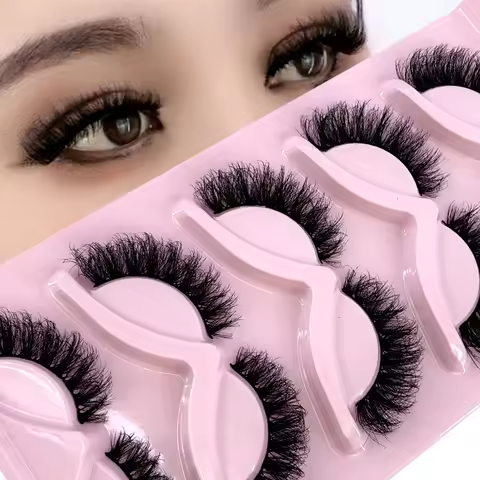 HBZGTLAD New Cat Eye Lashes 5/7/10 pairs 3D Faux Mink Eyelashes Winged Fluffy Fake Lashes Soft Natur