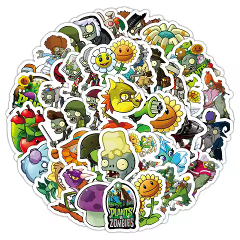 10/60PCS Casual Games Stickers Plants vs Zombies PVZ Cartoon Kids Toys Funny Graffiti Sticker Laptop