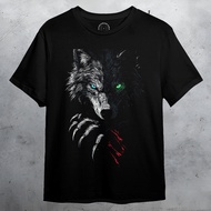 3D Two-Sided Wolf with Different Colored Eyes - DM0431 T Shirt Baju Lelaki Cotton 100%