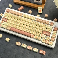 Bread Emoji Keycaps 130 Keys MOA Profile PBT Dye Sublimation Cartoon Round Keycaps Creative Cute Bun