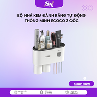 Nhả kem đánh răng Ecoco 2 cốc Cao Cấp Bộ nhả kem treo bàn chải kèm 2 cốc Ecoco cao cấp Bộ Kệ Nhả Kem