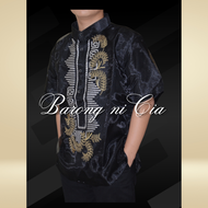 BLACK MODERN POLO BARONG FOR MEN
