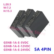 10Pcs New Original G5NB -1A-E-5VDC G5NB-1A-E-12VDC G5NB-1A-E-24VDC 5A 4PIN Compatible HF46F ALDP112 