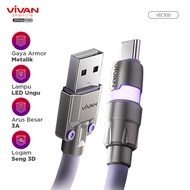 Kabel Data Type C 3A LED VIVAN VEC100 Purple 100CM