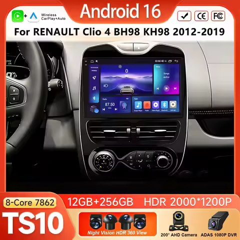 Android 16 Wireless Carplay Radio For RENAULT Clio 4 BH98 KH98 2012 - 2019 GPS Navigation Android Au