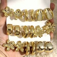 6/18 Pcs Elegant Women's Earring Set, Including C-Shaped Earrings And Floral Studs Combination, Simp