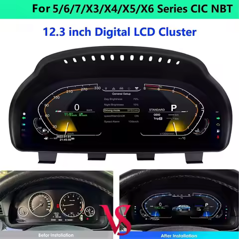 LCD Instrument Dashboard for 5 6 7 X3 X4 X5 X6 F10 F30 E70 E71 E90 Series Digital Cluster Virtual Co