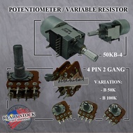 50KB-4 VARIABLE RESISTOR WITH MOTOR / 4PIN 2 GANG 20MM SHAFT VR SWITCH POTENTIOMETER  - B 50K / 100K