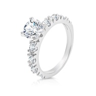 SO SEOUL Angelica Brilliant Nine-Stone Diamond Simulant Zirconia 1.0 CT 4 Prong Setting Rhodium Ring