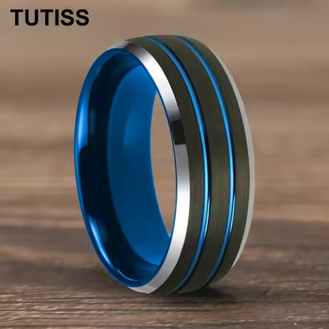 TUTISS New Tungsten Ring Men's and Women's Wedding Ring Double Groove Dome Polishing with Chamfering