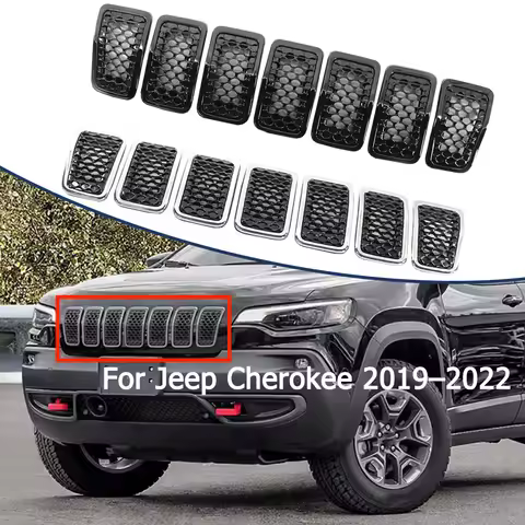6AZ88DX8AB 6AZ88RXFAB 63257203224 6AZ88XS9AB Mesh Honeycomb Front Grille Inserts Frame for Jeep Cher