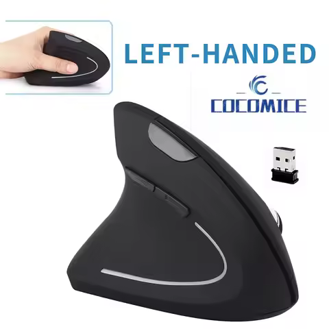 2.4G Wireless Left Handed Ergonomic Wireless Vertical Mouse 800/1200/1600 DPI 5 Buttons for Laptop D