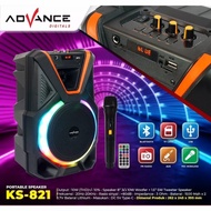 ADVANCE Speaker Portable Bluetooth 8 Inch + 1 Mic Wireless KS 821