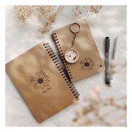 HARDCOVER KRAFT NOTEBOOK A5, A6 SIZE ENGRAVED DRAWINGS/LOGOS