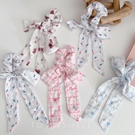 Town Shell korean ribbon scrunchie / scrunchie / scrunchies / korean hair tie long floral ribbon