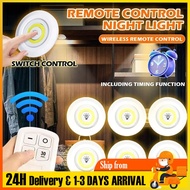 LED Remote Control Under Cabinet Light 1/3Pcs Wireless Bright Closet Lights Dimmable Wardrobe Night 