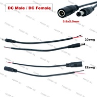 20cm 5.5 x 2.5mm 2pin 20awg 22awg DC Male female Power Connector Plug cable End Wire Supply Repair C