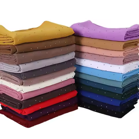 Imitation Pearls Rhinestones Scarves Shawls Women Long Scarf Neckerchief Tudung Bawal Veil Turban Ba