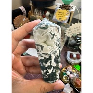 Moss agate lighthouse diamond tower 8cm 100-120g