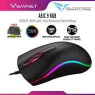 ALCATROZ ASIC 9 RGB FX GAMING WIRED MOUSE 1000 CPI | RGB LIGHT | OPTICAL MOUSE MICE - FREE MOUSE PAD