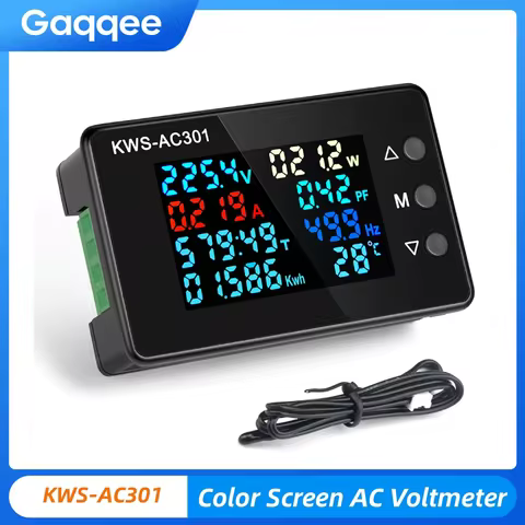 KWS-AC301 LED Digital Voltmeter Ammeter Voltage Tester AC 50-300V 0-100A Frequency /Power/ Temperatu
