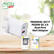 PAVAREAL WC17 PD20W Super Quick Charge QC 3.0 Dual-Port Fast Charger | UK Standard USB Wall Adapter