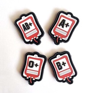 4.5*3CM Blood Bag Blood Type A+ B+ AB+ O+ POS PVC Rubber Emblem Patches With Hook And Loop,Military 