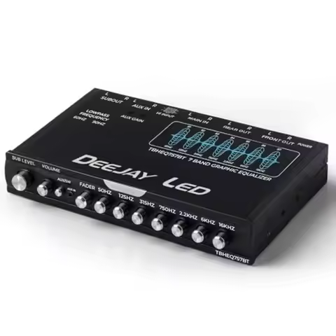Single Din Car Equalizer, Wireless Bluetooth 7 Band Equalizer for Car Audio, Subwoofer Fader, Stereo