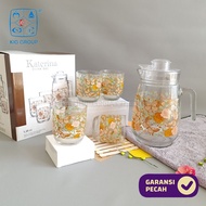 KIG  1 SET Drink Set LAZETTA  Pitcher Set Beling Jug Drink Set 4 Gelas Gagang + 1 Teko LAZETTA MURAH