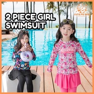 2-PCS Swimming Suit Kids Baju Renang Muslimah Swimsuit Girl Kolam Mandi Swimwear Long Sleeve Baju Re
