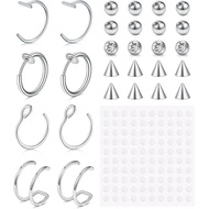 1 Set Fake Piercings Fake Lip Piercing Fake Lip Ring Fake Nose Ring Hoop Fake Snake Bites Fake Eyebr