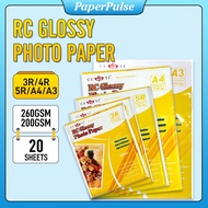 Cuyi Rc Glossy Photo Paper All Size ( A3 / A4 / 5R / 4R / 3R ) 260Gsm 20Sheets
