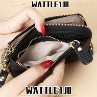 WATTLE1J0 Zipper Purses, Multi Functional Multi Card Slots Wallets, Fashion Solid Color Cowhide Keyc