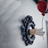 cod Resin Wall Hanging Mirror with Hand & Balloon Sculpture - Unique 3D Home Decor Art for Living Ro