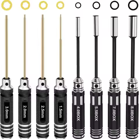 16pcs RC Screwdriver Tool Set Flat Phillips Hex Titanium Steel RC Tool Set Hex Driver Set for RC Car