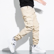 Spring/Summer Men's Cotton Cargo Pants Plus Size Sports Drawstring Cargo Pants Fashion Casual Men's Jogging Pants Bermuda Men's