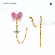 Haus of Jewelry - GIRLS CREW FLUTTER LOVE THREADER EARRING ต่างหูประดับเพชรคิวบิกเซอร์โคเนีย (Cubic