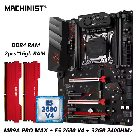 MACHINIST MR9A PRO MAX X99 Motherboard Combo With Intel Xeon E5 2680 V4 LGA 2011-3 CPU and DDR4 32GB