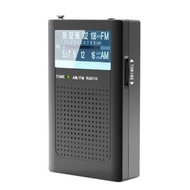 全城熱賣 - R06 小型FM/AM指針調頻收音機 帶天線口袋復古收音機（黑色）