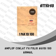 Airmail Brand F4 Folio A4 Brown Envelope / Striped Brown Envelope, contents 100