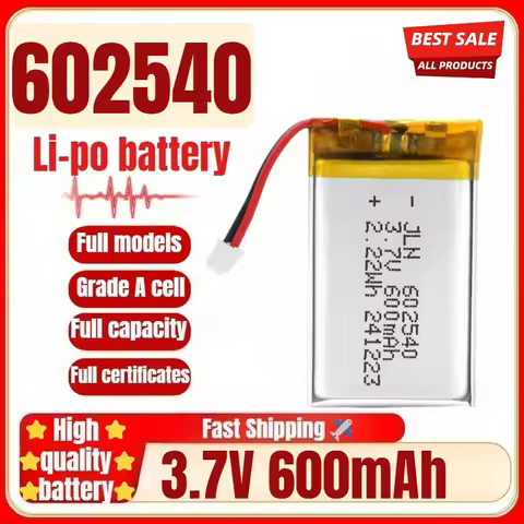 602540 3.7V 600mAh Polymer Lithium Rechargeable Battery for DIY Power Bank Bluetooth Speaker Solar L